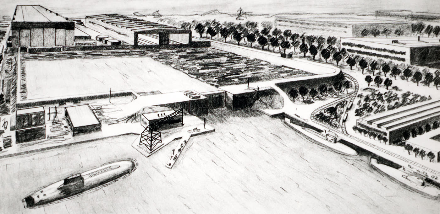 Typhoon, Delta III et Oscar au chantier de Severodvinsk — Soviet Military Power, 1984, photo nº 93 (US DoD — domaine public).